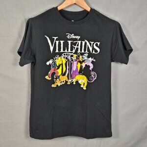 Disney Villains T-Shirt L Black Graphic Tee Evil Queen Ursula Maleficent